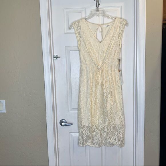 JUNE & HUDSON IVORY HI LOW SLEEVELESS LACE DRESS Size Medium - Picture 3 of 14